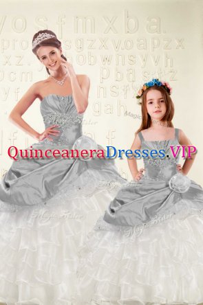 Nice Floor Length Multi-color 15 Quinceanera Dress Organza and Taffeta Sleeveless Beading and Ruffled Layers and Hand Made Flower