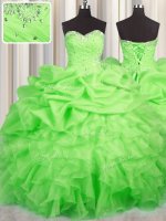 Sleeveless Beading and Ruffles and Ruching and Pick Ups Lace Up 15th Birthday Dress