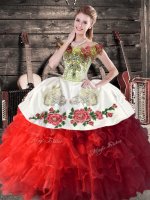 Lovely Organza Sleeveless Floor Length Ball Gown Prom Dress and Embroidery and Ruffles(SKU XBQD158-1BIZ)