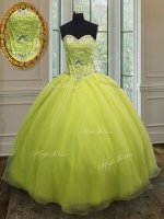 Sleeveless Lace Up Floor Length Beading and Belt Quinceanera Gown(SKU PSSW071-16BIZ)