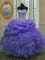 Suitable Lavender Sweet 16 Dress Military Ball and Sweet 16 and Quinceanera with Beading and Ruffles and Pick Ups Sweetheart Sleeveless Lace Up