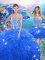 Attractive Royal Blue Sleeveless Beading and Ruffles Floor Length Ball Gown Prom Dress