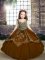 Beading and Embroidery High School Pageant Dress Brown Lace Up Sleeveless Floor Length
