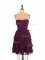 Flirting Burgundy Vestidos de Damas Prom and Party and Wedding Party with Ruffled Layers Sweetheart Sleeveless Zipper