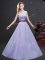 Admirable Halter Top Lavender Chiffon Zipper Dama Dress Sleeveless Floor Length Belt