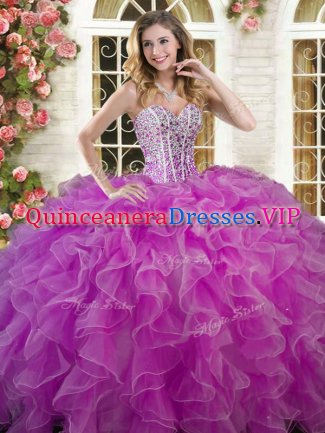 Sleeveless Beading and Ruffles Lace Up Quinceanera Dresses