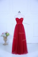 Vintage Wine Red Sweetheart Zipper Ruching Dama Dress Sleeveless