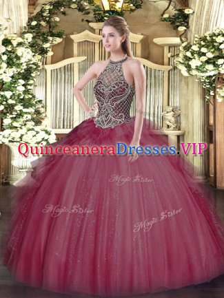 Elegant Sleeveless Beading Lace Up Ball Gown Prom Dress