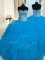 Spectacular Blue Organza Lace Up Sweetheart Sleeveless Floor Length Sweet 16 Dresses Beading and Ruffles