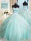 Simple Apple Green Tulle Lace Up Quinceanera Gown Sleeveless With Brush Train Beading