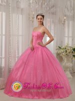 Tiffany & Co Santiago de los Caballeros Dominican Republic Classical Pink Sweet Quinceanera Dress With Sweetheart Neckline Beaded Decorate[QDZY546y-3BIZ]