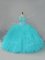 Perfect Aqua Blue Lace Up Quinceanera Gowns Beading and Ruffles Sleeveless Floor Length