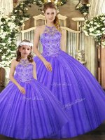 Amazing Floor Length Ball Gowns Sleeveless Lavender Quinceanera Dress Lace Up