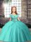 Beading Pageant Gowns Aqua Blue Lace Up Sleeveless Floor Length
