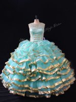 Apple Green Sleeveless Floor Length Ruffled Layers Lace Up 15 Quinceanera Dress(SKU PSSW1074BIZ)