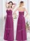 Fuchsia Sleeveless Ruching Floor Length Dama Dress for Quinceanera