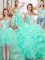 Four Piece Sweetheart Sleeveless Sweet 16 Dress Floor Length Beading and Ruffles and Pick Ups Apple Green Organza
