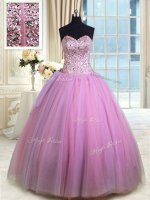 Sweetheart Sleeveless Lace Up Quinceanera Dress Lilac Organza
