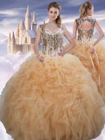 Extravagant Sweetheart Sleeveless Organza Quinceanera Gowns Beading and Ruffles Lace Up