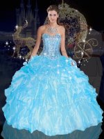 Sumptuous Organza Sleeveless Floor Length Party Dress for Toddlers and Beading and Ruffles