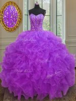 Purple Sleeveless Floor Length Beading and Ruffles Lace Up Quinceanera Dress(SKU PSSW0113-9BIZ)