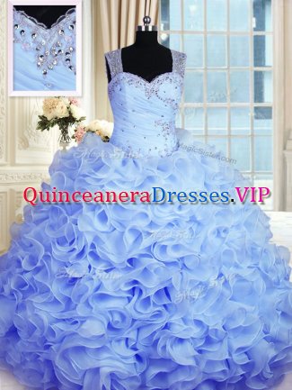 Glamorous Organza Sleeveless Floor Length Vestidos de Quinceanera and Beading and Ruffles