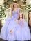 New Style Ball Gowns Quinceanera Dress Lavender Strapless Organza Sleeveless Floor Length Lace Up