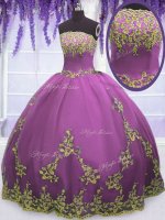 Fuchsia Zipper Quinceanera Gowns Appliques Sleeveless Floor Length(SKU PSSW028-30BIZ)