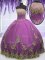 Fuchsia Zipper Quinceanera Gowns Appliques Sleeveless Floor Length