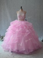 Organza Sleeveless Floor Length 15th Birthday Dress and Beading and Ruffles(SKU PSSW0746-2BIZ)