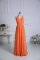 Luxurious Sleeveless Chiffon Floor Length Zipper Court Dresses for Sweet 16 in Orange with Ruching