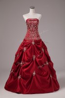Designer Floor Length Ball Gowns Sleeveless Wine Red 15 Quinceanera Dress Lace Up(SKU SWQD276BIZ)