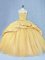 Suitable Sweetheart Quinceanera Gown Court Train Beading and Appliques Gold Sequined