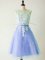 Light Blue Scoop Lace Up Lace Dama Dress for Quinceanera Sleeveless