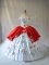Ball Gowns Quince Ball Gowns White And Red Off The Shoulder Organza Sleeveless Lace Up