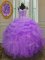Sumptuous Straps Floor Length Zipper 15 Quinceanera Dress Lavender for Military Ball and Sweet 16 and Quinceanera with Beading and Ruffles