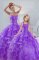 Best Lavender Organza Lace Up 15th Birthday Dress Sleeveless Floor Length Beading and Ruffled Layers