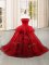 Tulle Strapless Sleeveless Brush Train Lace Up Lace and Ruffles Sweet 16 Dress in Wine Red