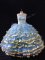 Custom Fit Blue Ball Gowns Scoop Sleeveless Organza Floor Length Lace Up Ruffled Layers Quinceanera Gowns