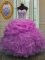 Organza Sweetheart Sleeveless Lace Up Beading and Ruffles and Pick Ups Quinceanera Gown in Lilac