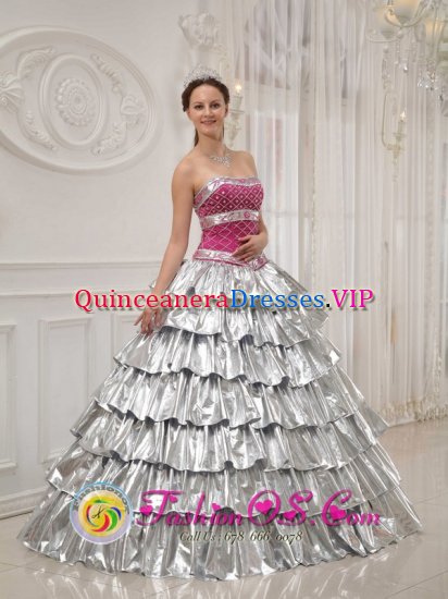 Beautiful strapless Tillicoultry Central Popular Princess Quinceanera Dress with Brilliant silver - Click Image to Close