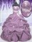 Perfect Lilac Taffeta Lace Up Quinceanera Dresses Sleeveless Floor Length Appliques and Ruching and Pick Ups