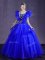 Royal Blue Sweetheart Lace Up Appliques and Ruffles Ball Gown Prom Dress Sleeveless