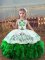 Green Little Girls Pageant Gowns Wedding Party with Embroidery and Ruffles Scoop Sleeveless Lace Up