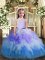 Multi-color Sleeveless Floor Length Ruffles Backless Custom Made Pageant Dress