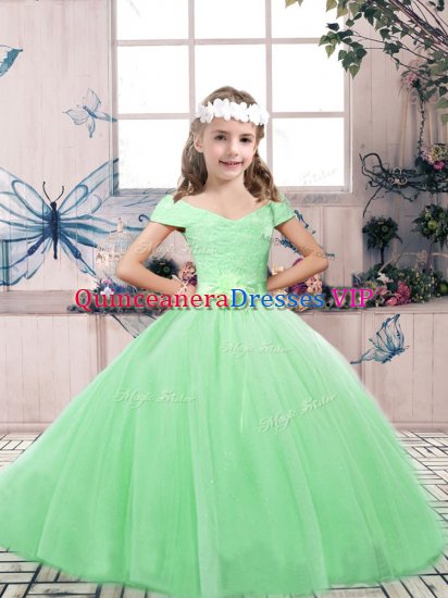 Ball Gowns Lace and Belt Kids Pageant Dress Lace Up Tulle Sleeveless Floor Length - Click Image to Close