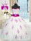Sleeveless Lace Up Floor Length Appliques and Belt Quince Ball Gowns