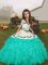Best Turquoise Long Sleeves Embroidery and Ruffles Floor Length Pageant Dress for Teens