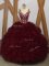 Burgundy Backless Quinceanera Gowns Beading and Ruffles Sleeveless Floor Length