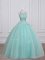 Graceful Aqua Blue Military Ball Gown Sweet 16 and Quinceanera with Beading Scoop Sleeveless Lace Up